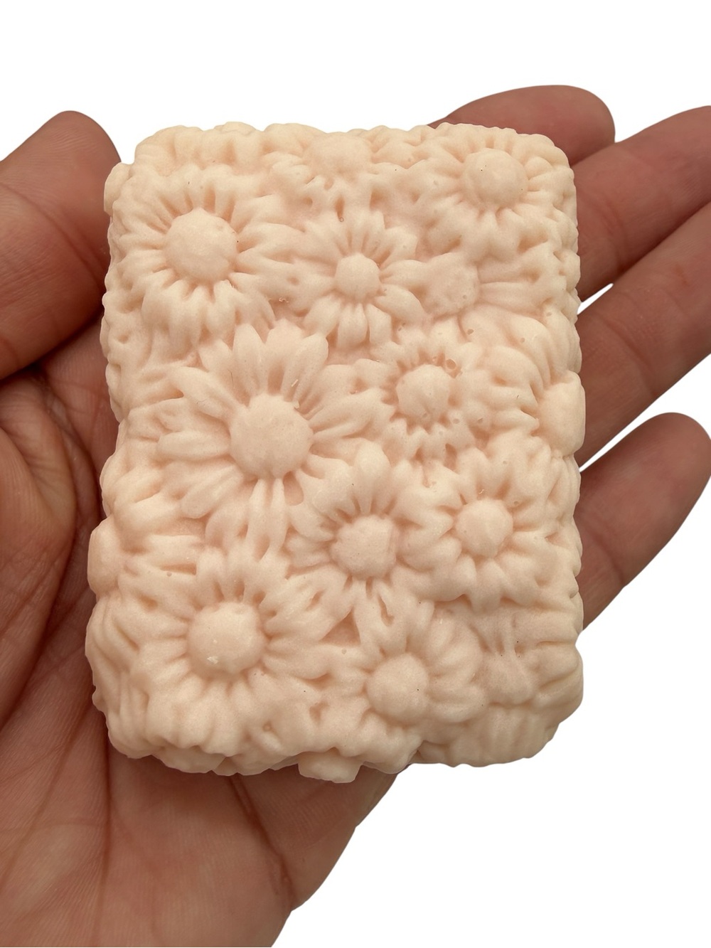 Floral Flower Molded Goats Milk Soap - Soft Peach Color- Cherry Blossom Scented